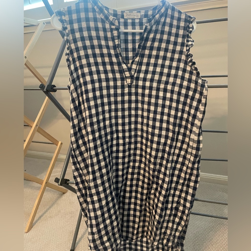 Blue and White Gingham Dress